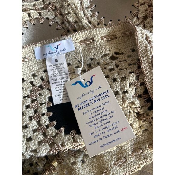 My Beachy Side Crochet Mini Skirt Stone Grey Bronze Womens Size Large - Picture 6 of 7